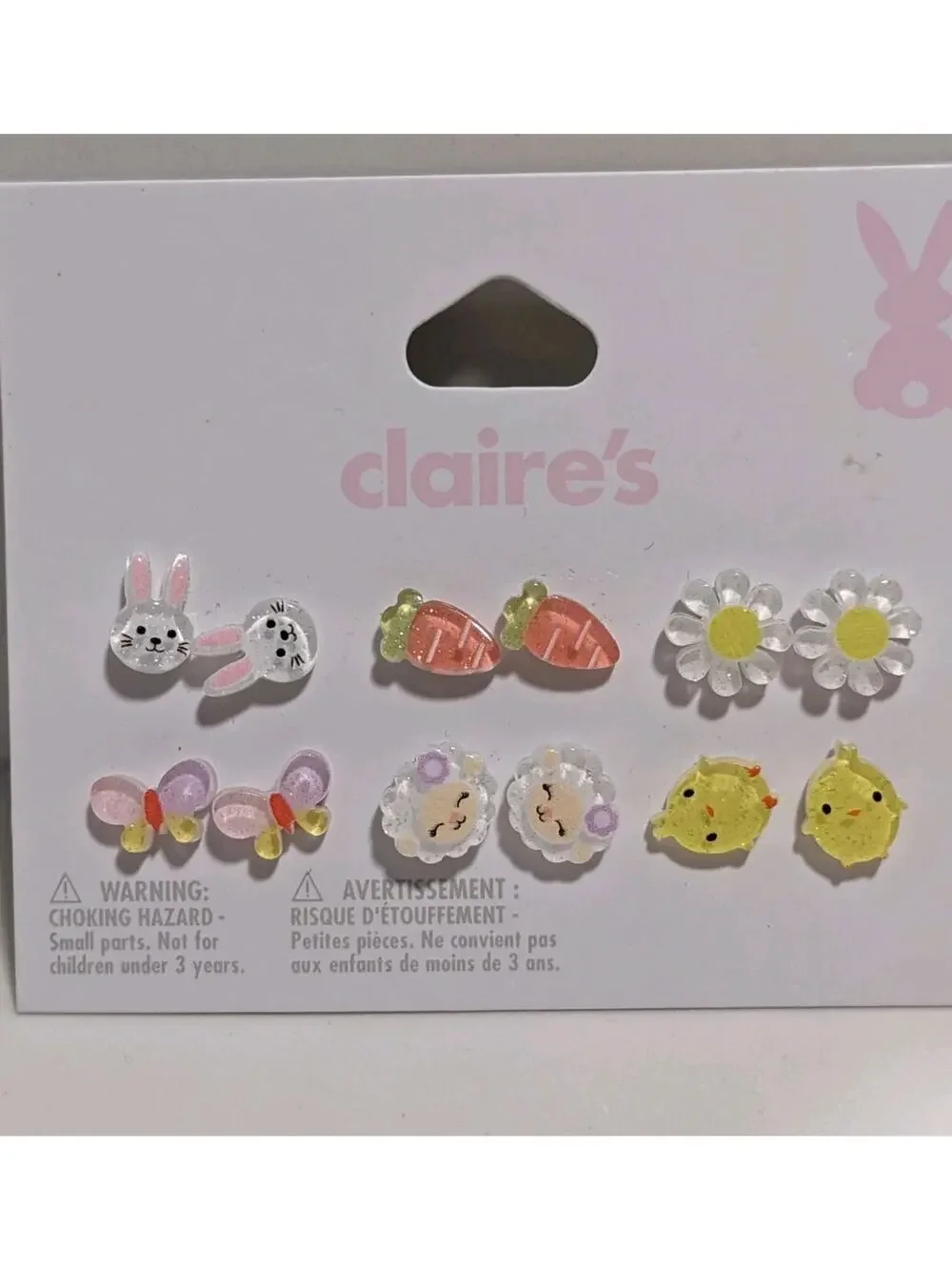 Claire's Set of 6 Easter Post Earrings Chicks Bunnies Sheep Daisy Butterfly NEW